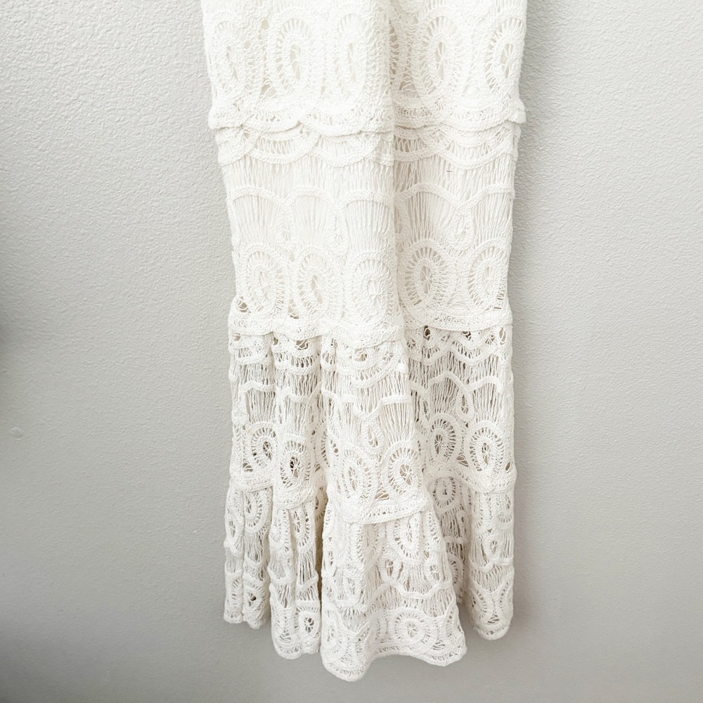 Alexis Yvonna White Lace Halter Midi Dress Tiered Eyelet Wedding Event Size S - Picture 6 of 10